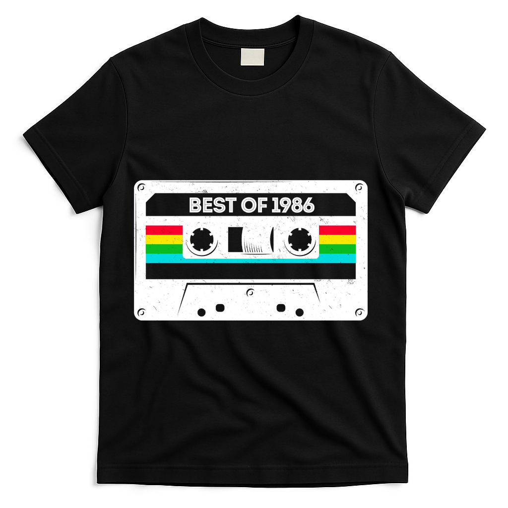 40th Birthday Best Of 1986 Cassette Mix Tape T-Shirt - Black