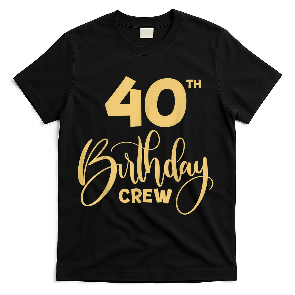 40th Birthday Crew for Gifts Birthday Party Group Family T-Shirt - Black