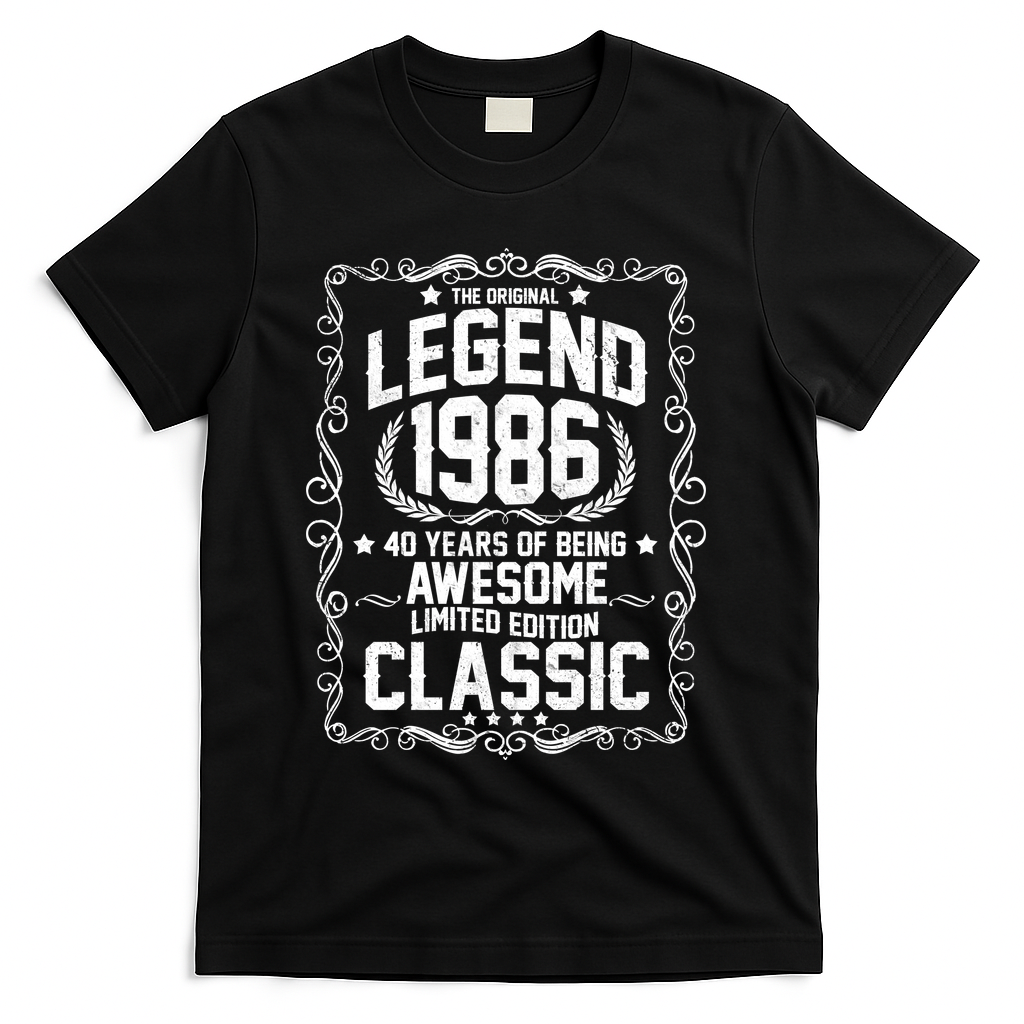 40th Birthday The Original Legend 1986 Awesome Classic T-Shirt - Black