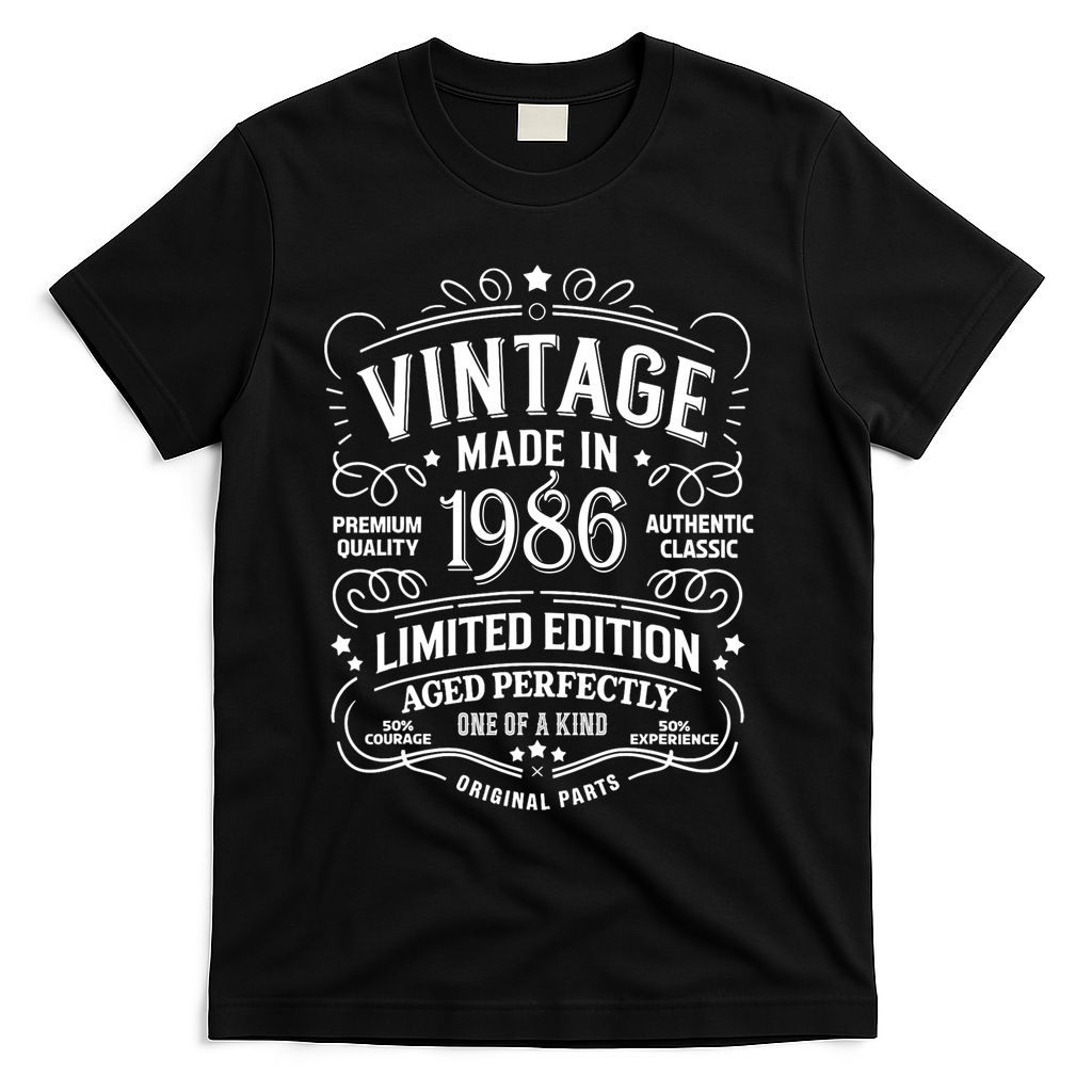 40th Birthday Vintage Made In 1986 Premium Quality Authentic Classic Birthday T-Shirt - Black