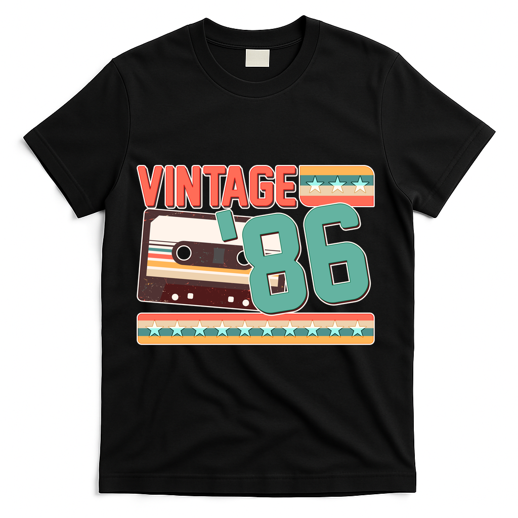 40th Birthday Vintage 1986 Cassette Tape T-Shirt - Black