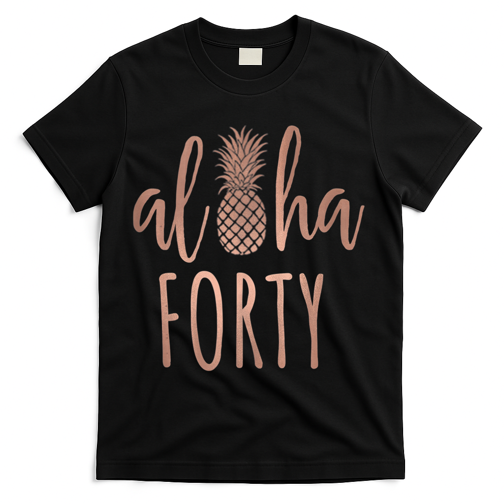 Aloha 40 Forty ~ Happy Birthday 40th Gift for Her T-Shirt - Black
