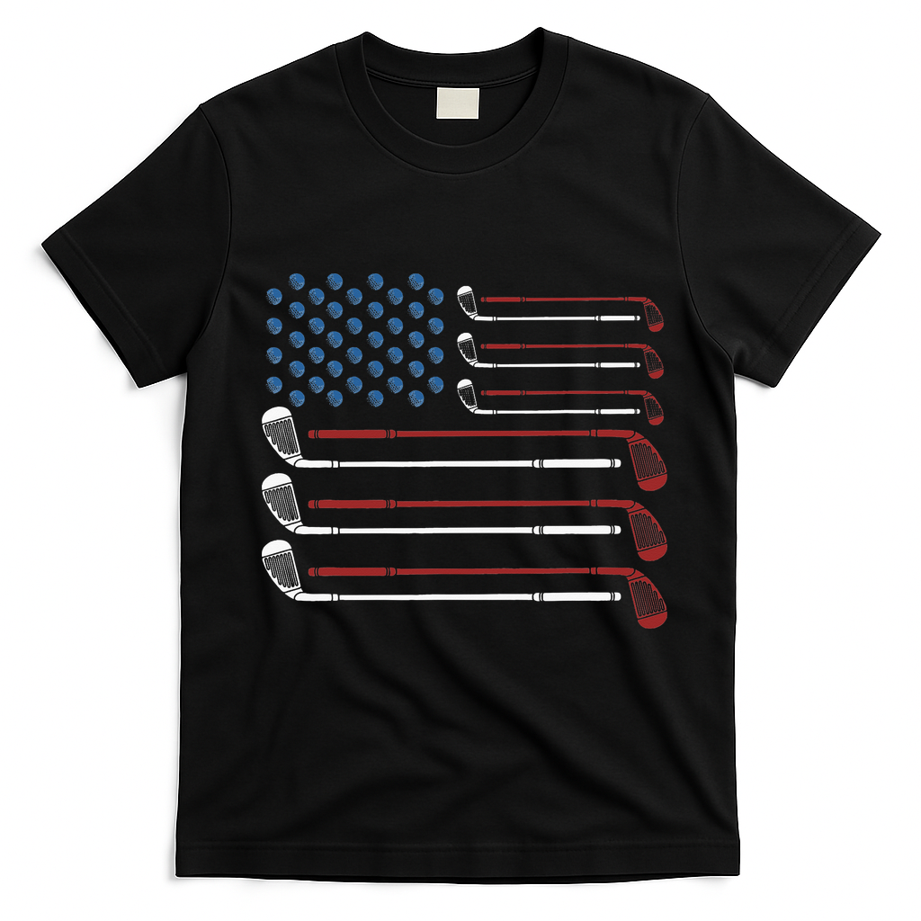 Amerikan Unabhngigkeitstag Erinnerungspatriot Golf Clubs Usa Flag Red White And Blue T-Shirt - Black
