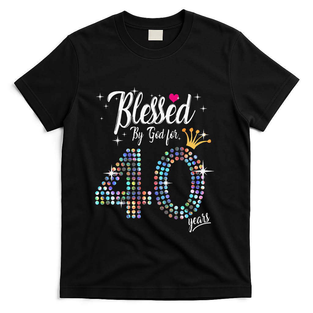Blessed By God For 40 Years 40th Birthday Anniversary T-Shirt - Black