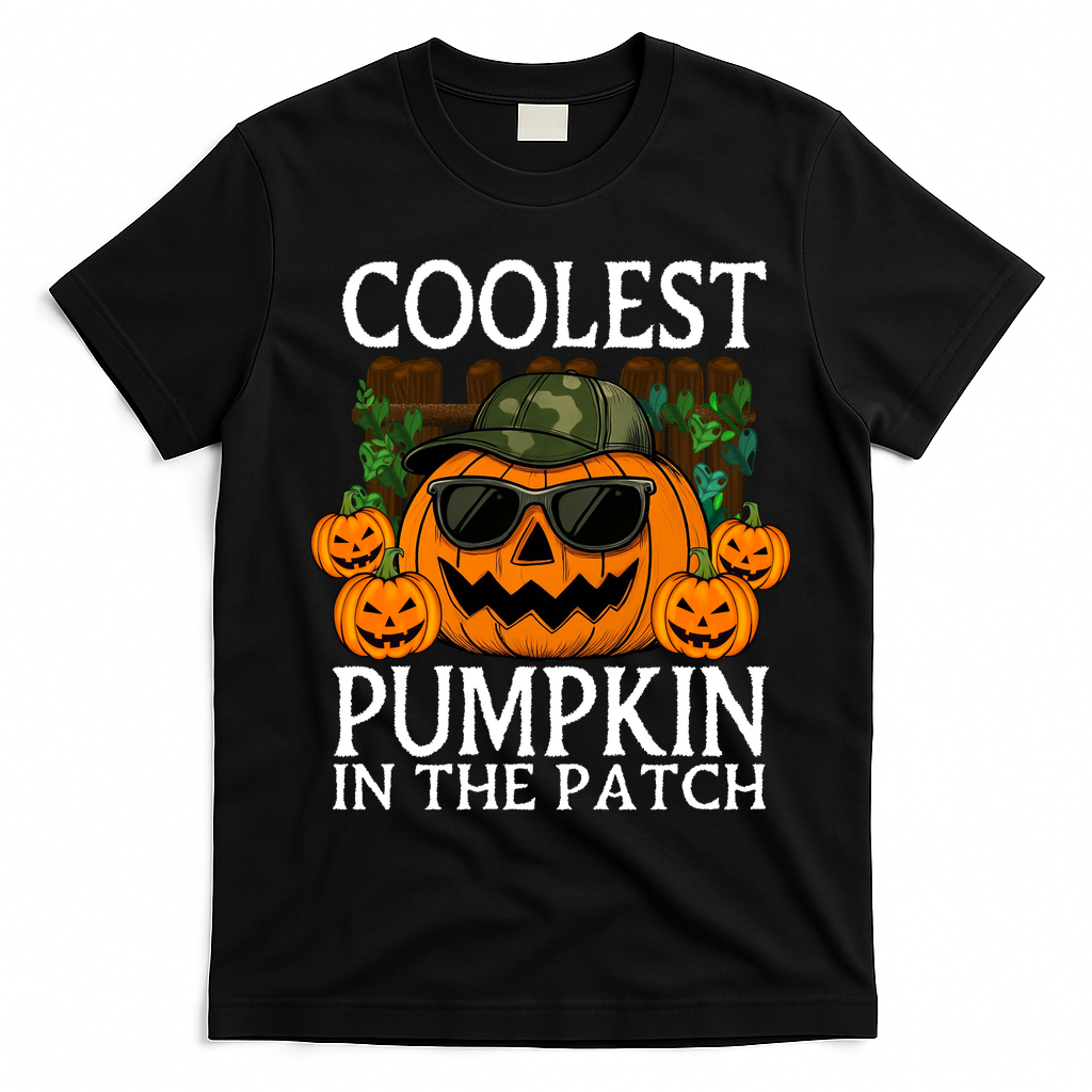 Cute And Funny Halloween Coolest Pumpkin In The Patch T-Shirt - Black