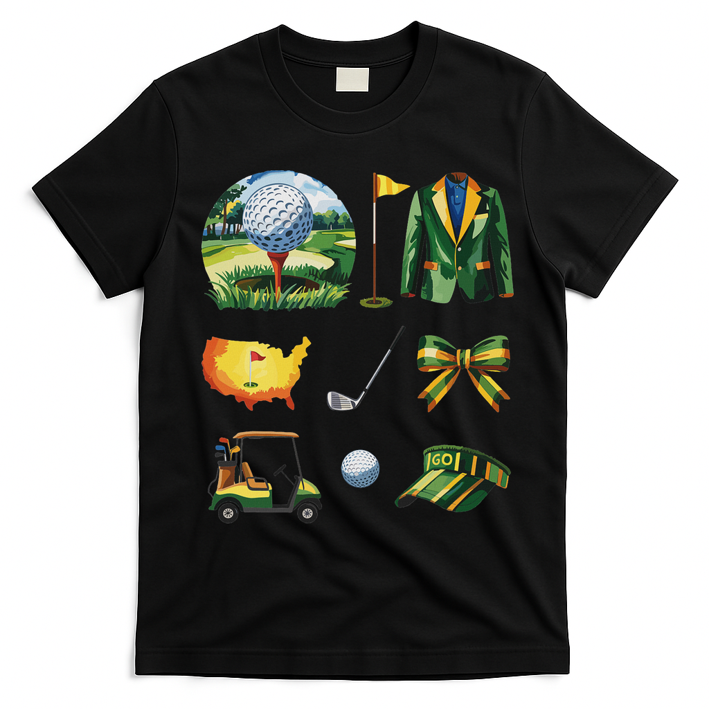 Coquette Bow Golf Tournament Art T-Shirt - Black