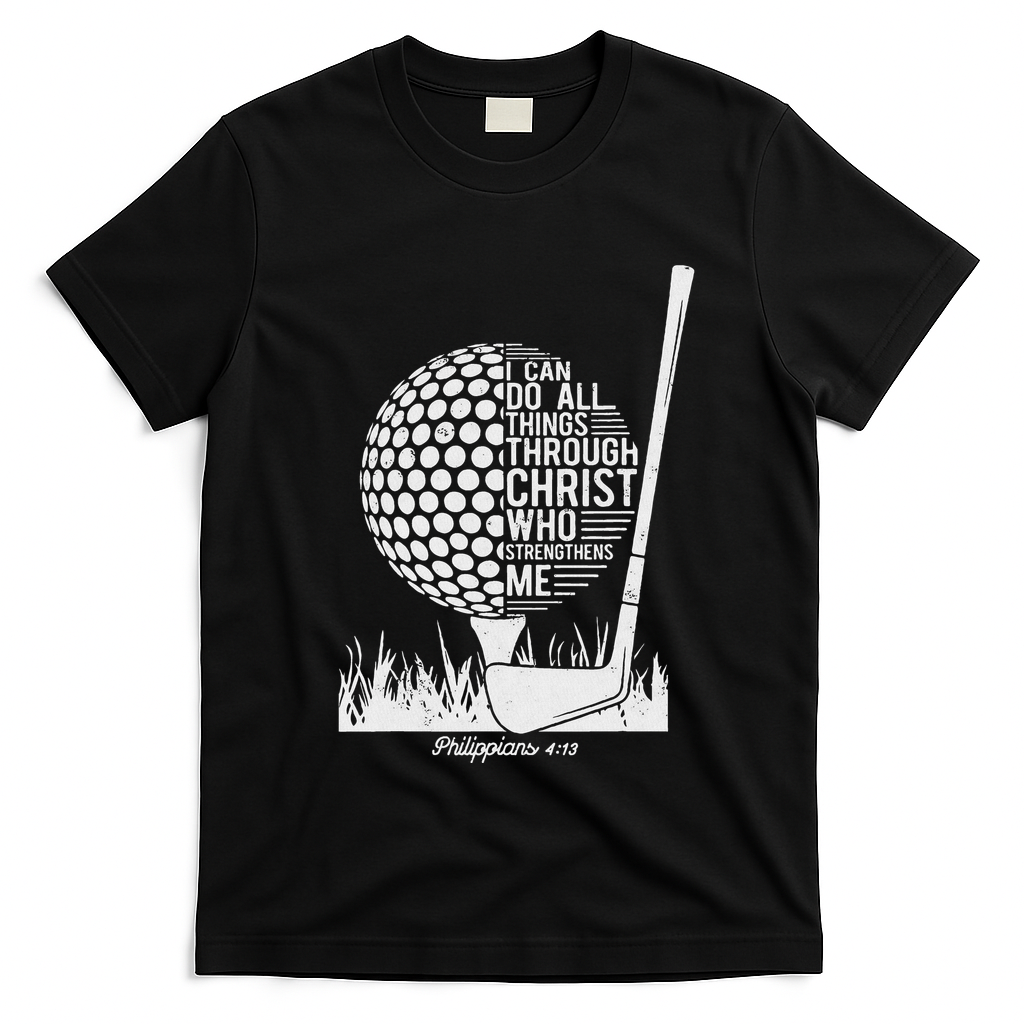 Christian Golf Plyer I Can Do All Things Philippians 4 13 T-Shirt - Black