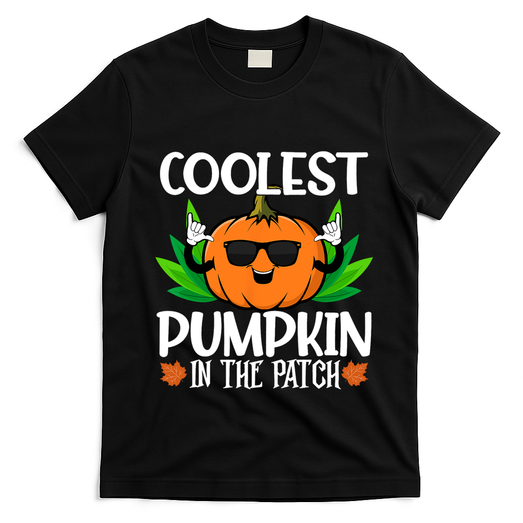 Coolest Pumpkin In The Patch Sunglasses Pumpkin Halloween Gift T-Shirt - Black