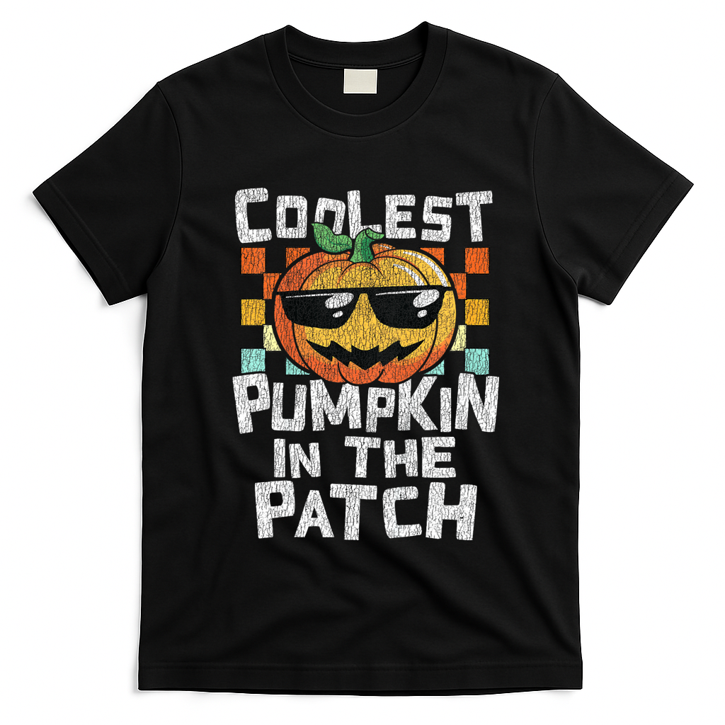 Coolest Pumpkin In The Patch Halloween Girls T-Shirt - Black
