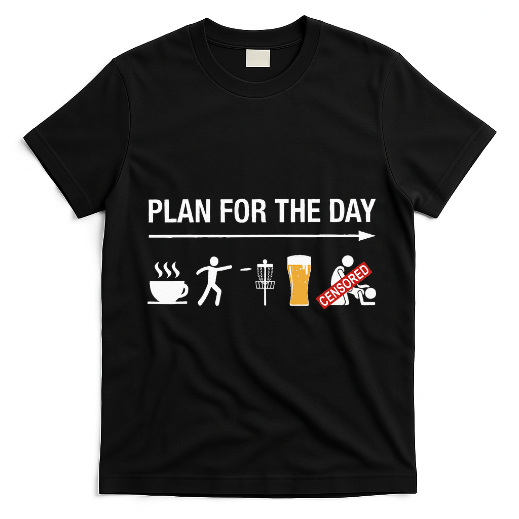 Disc Golf Basket Frisbee Golfing Frolf Coffee Beer Adult T-Shirt - Black