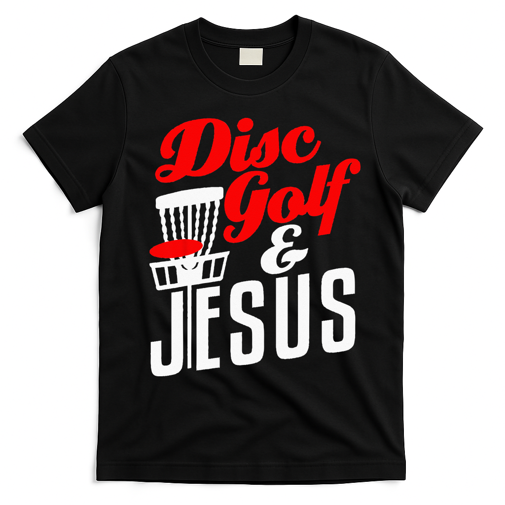 Disc Golf Jesus Christian Gift Funny Golfing Golfer Lover T-Shirt - Black