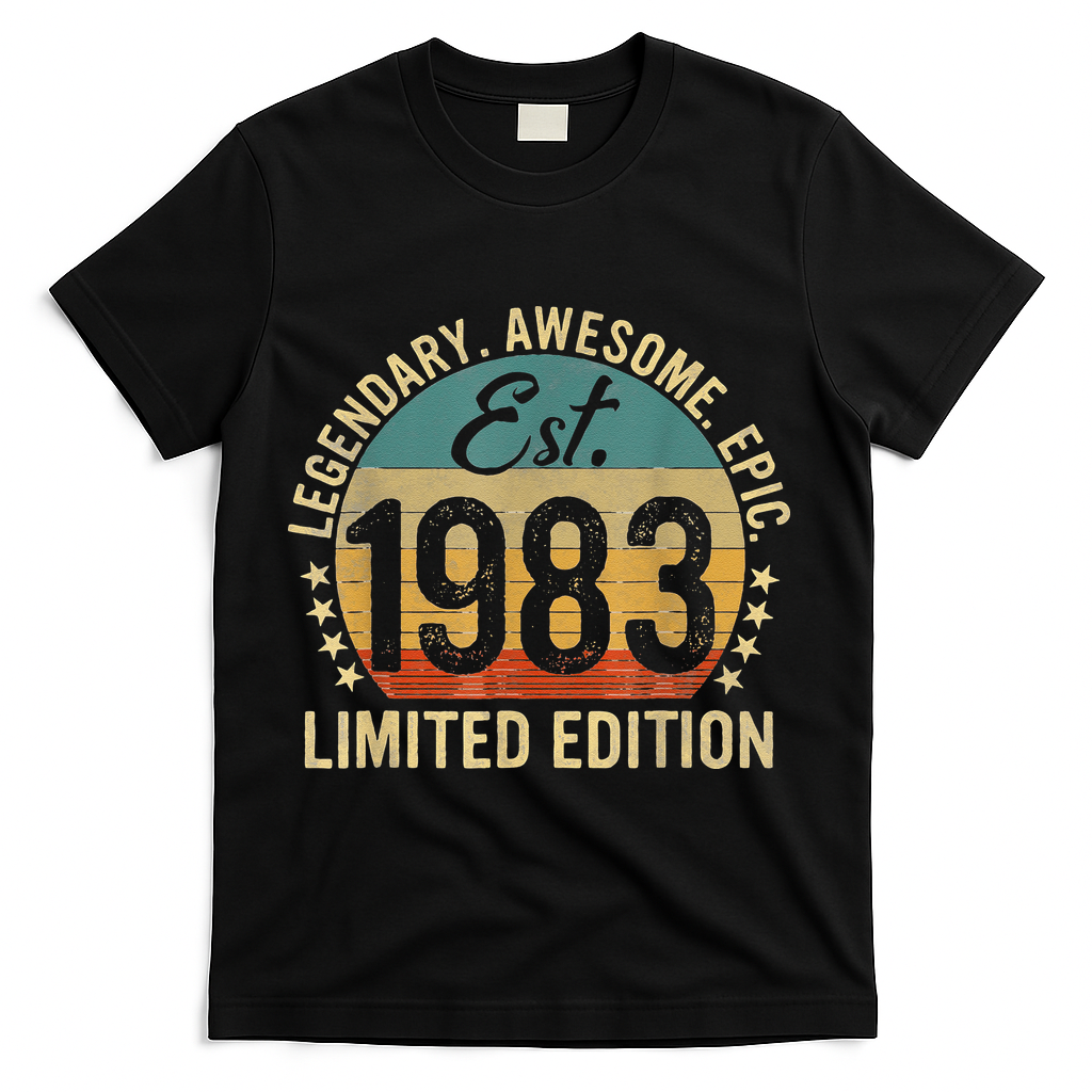 Est 1983 Vintage 1983 Limited Edition 40th Birthday T-Shirt - Black