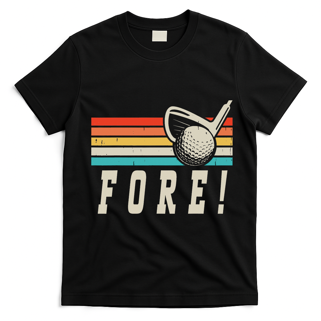 Fore 4th Golf Birthday Party T-Shirt - Black