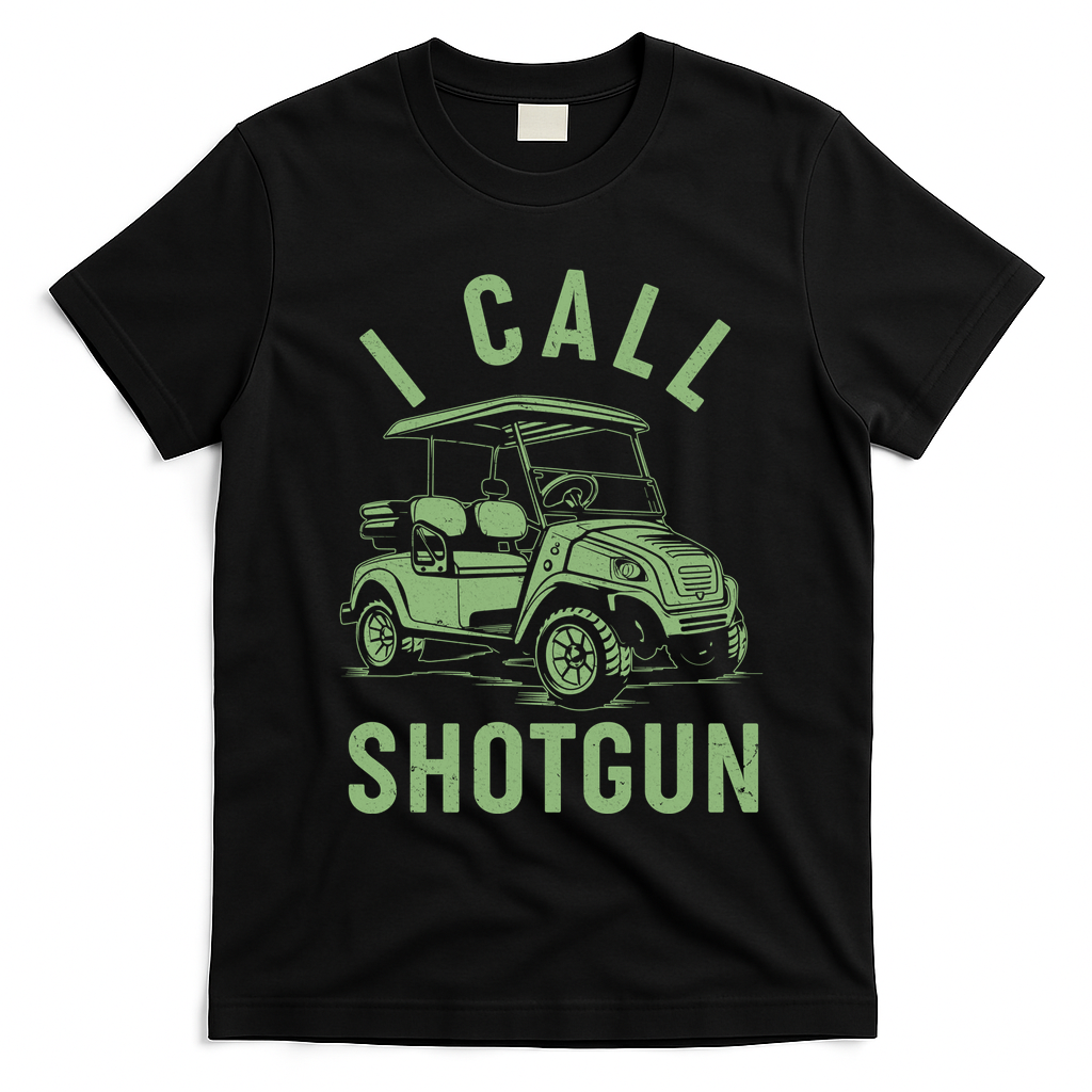 Funny Golfing I Call Shotgun Golf Cart T-Shirt - Black