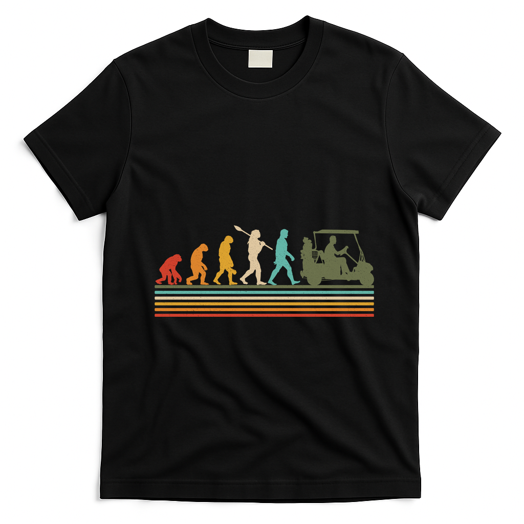 Funny Retro Evolution Of A Golfer T-Shirt - Black