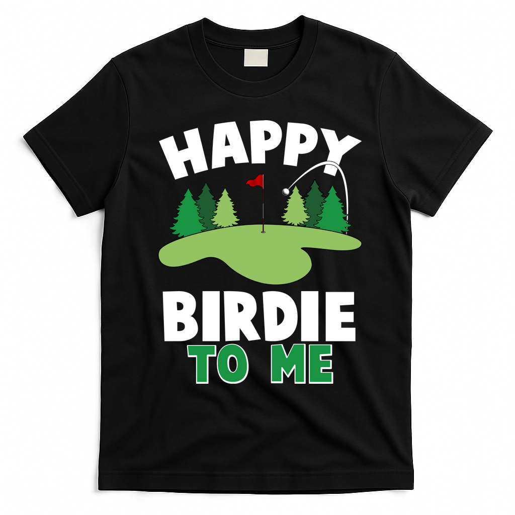 Happy Birdie To Me Golfing T-Shirt - Black