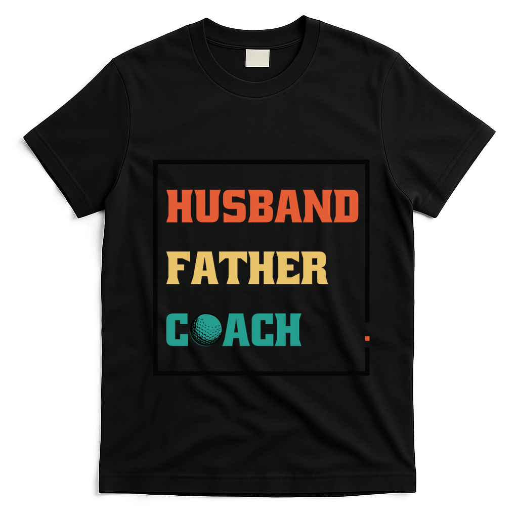 Husband Father Coach Golf Coach Gift T-Shirt - Black