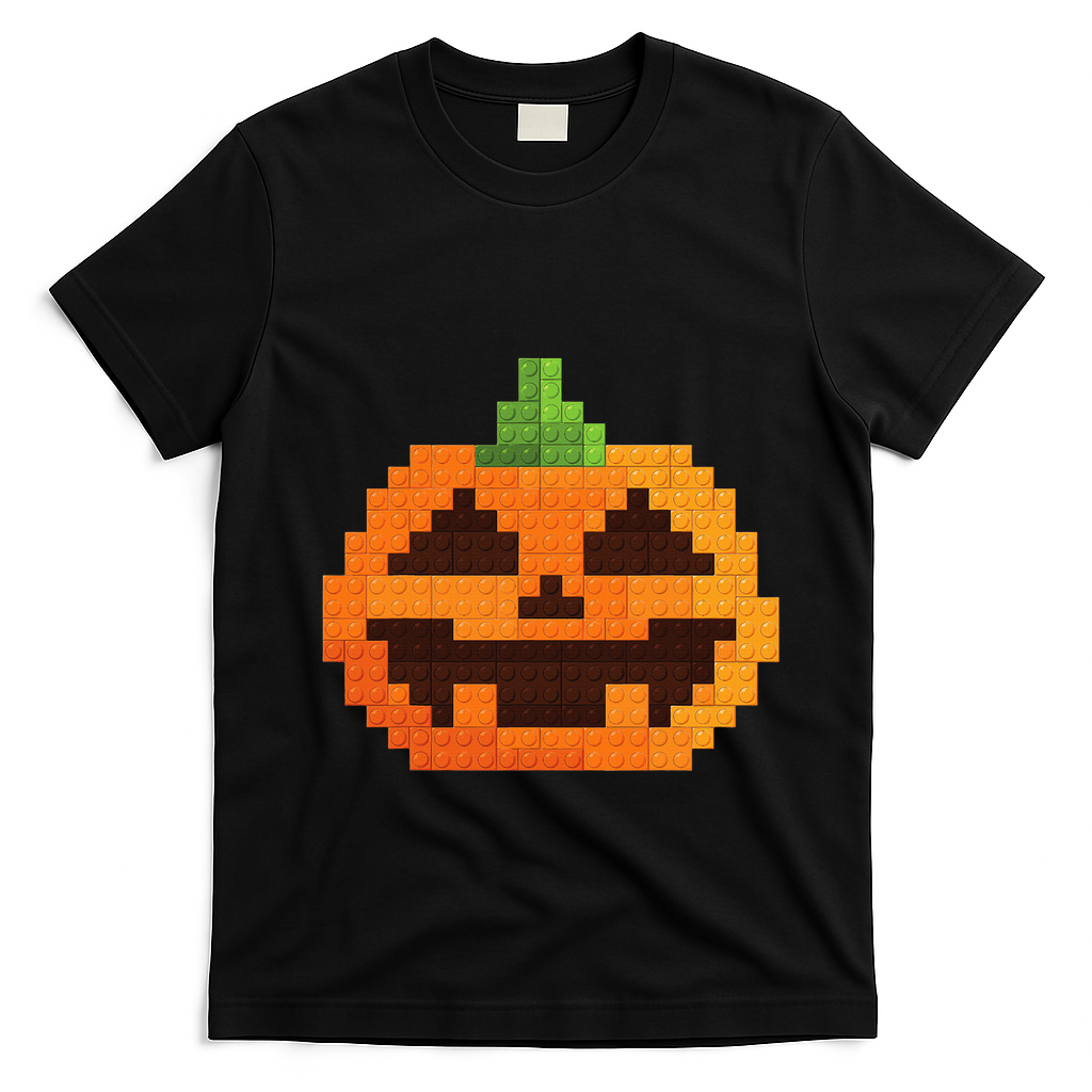 Halloween Master Builder Pumpkin Building Blocks Bricks T-Shirt - Black