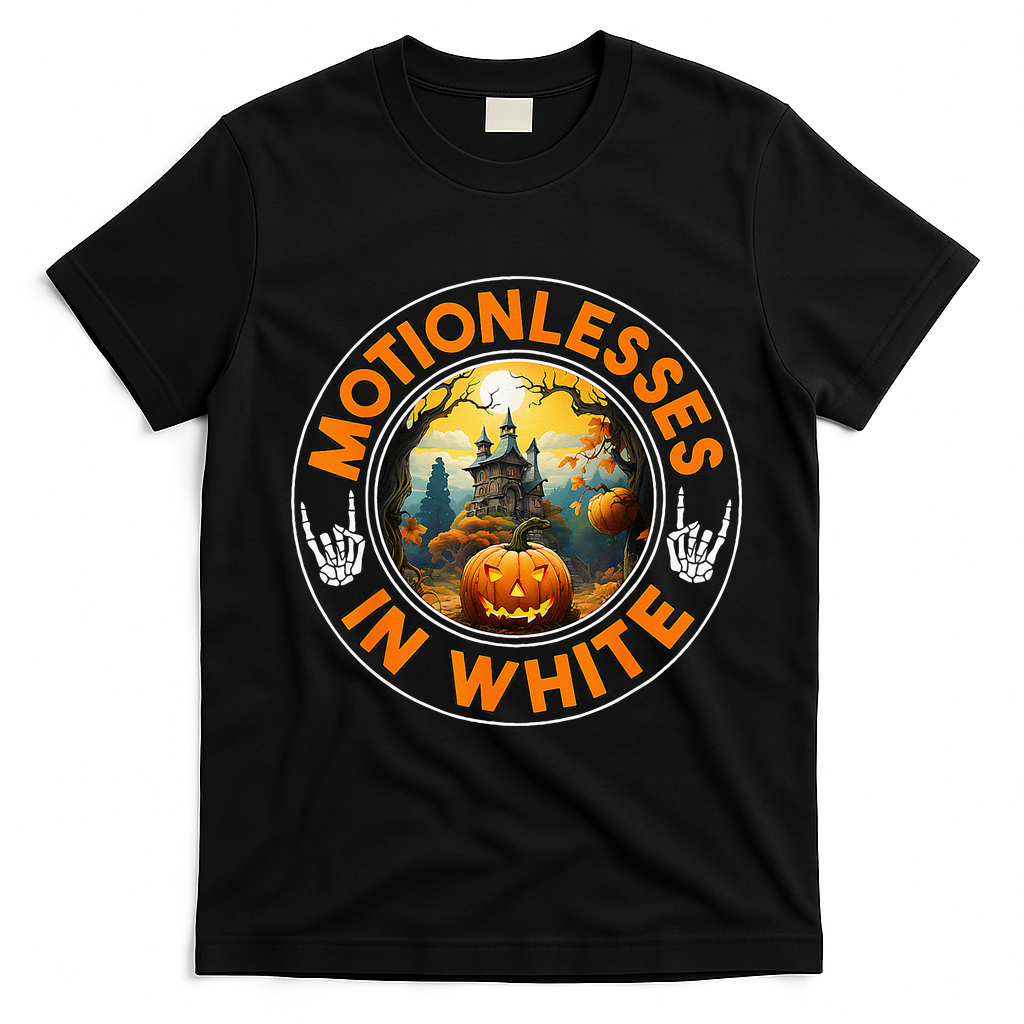 Halloween Pumpkin Scary Funny Motionlesses In White T-Shirt - Black
