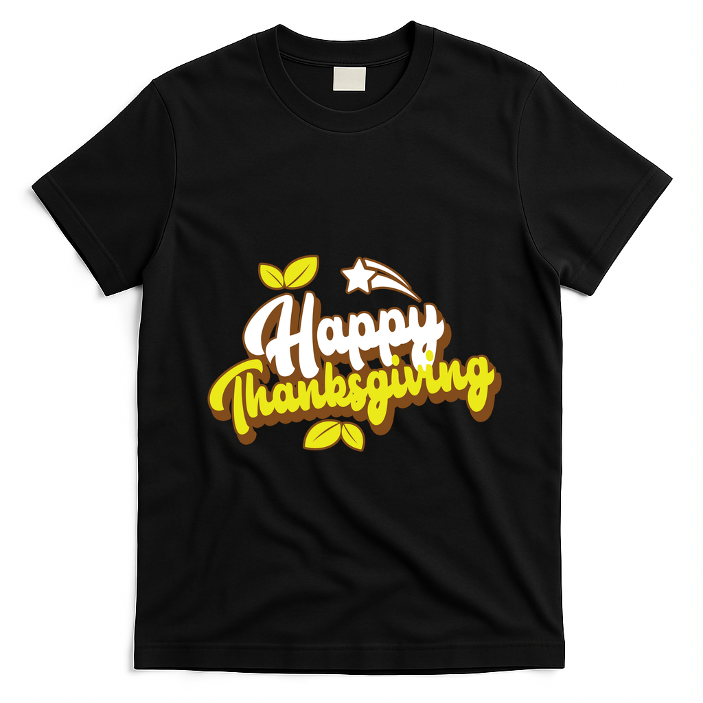 Happy Thanksgiving Holiday Cute T-Shirt - Black