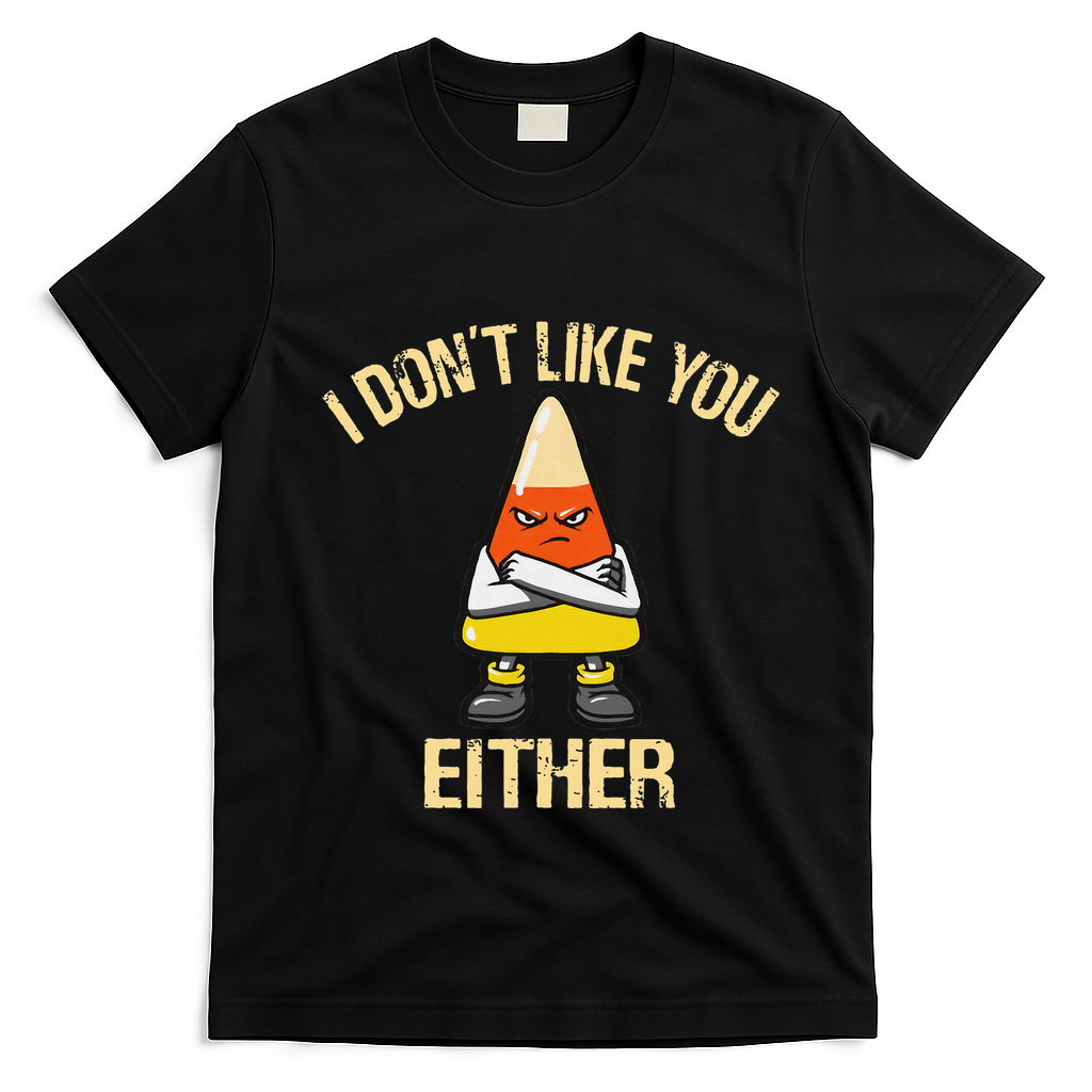 I DonT Like You Either Candy Corn T-Shirt - Black