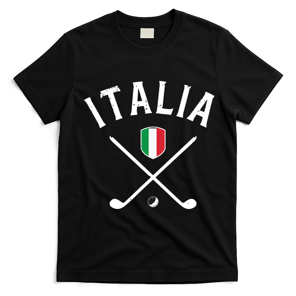 Italy Golf Italian Flag Golf Tee T-Shirt - Black