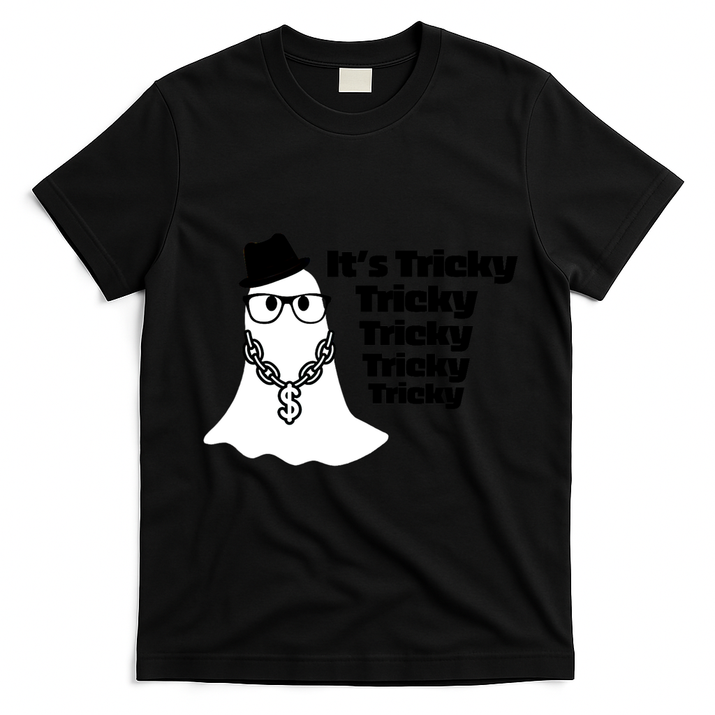 Its Tricky Tricky Tricky Ghost Boo Its Tricky Halloween T-Shirt - Black