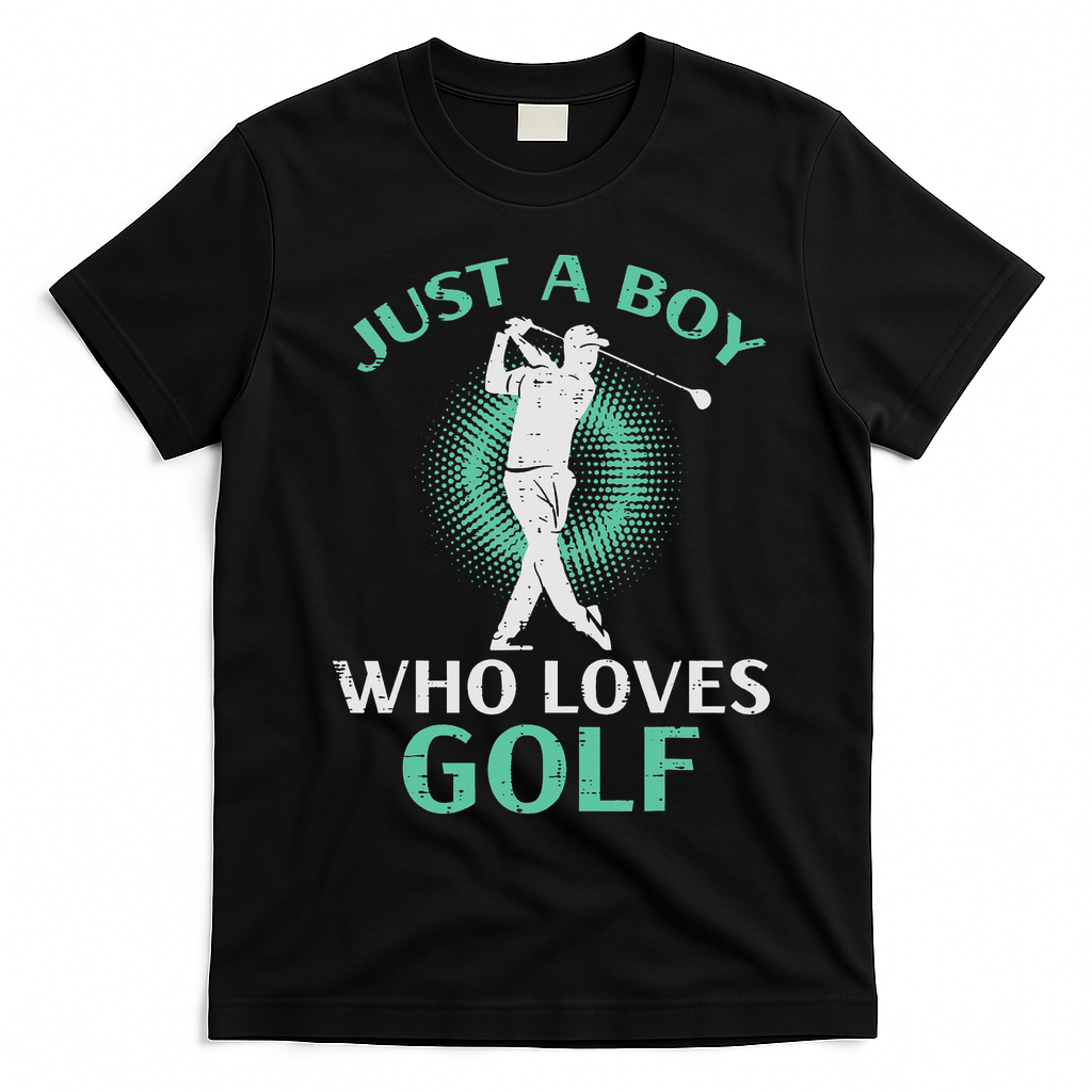 Just A Boy Who Loves Golf Golfing Golfer T-Shirt - Black