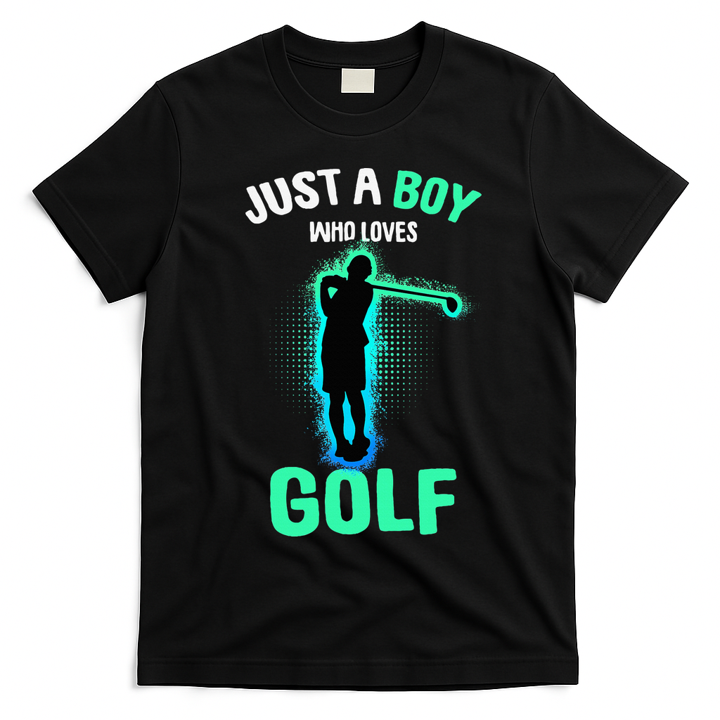 Just A Boy Who Loves Golf Club Golfer T-Shirt - Black