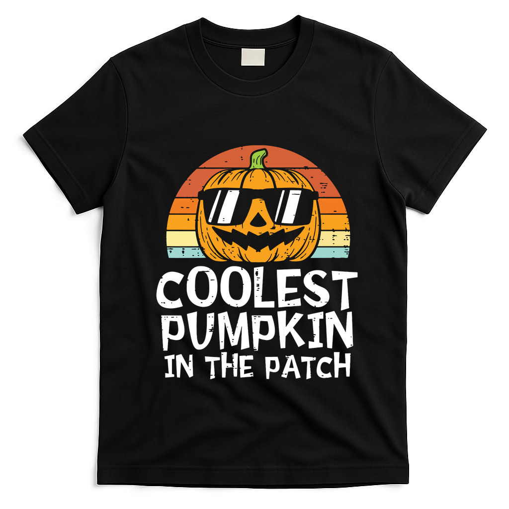 Kids Coolest Pumpkin In The Patch Boy Halloween Kids 2771 T-Shirt - Black