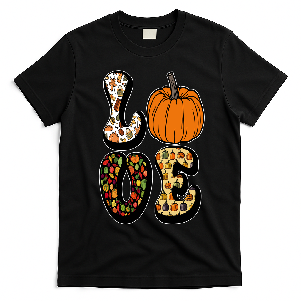 Love Halloween Pumpkin Cute T-Shirt - Black