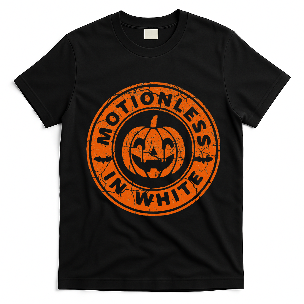Motionlesses In White Pumpkin Scary Halloween Vintage T-Shirt - Black