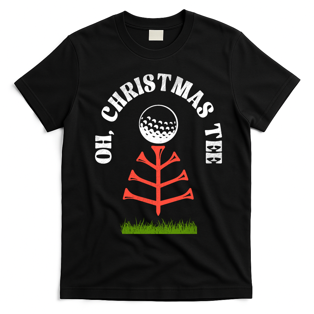 Oh Christmas Tee Golf Tree Funny T-Shirt - Black