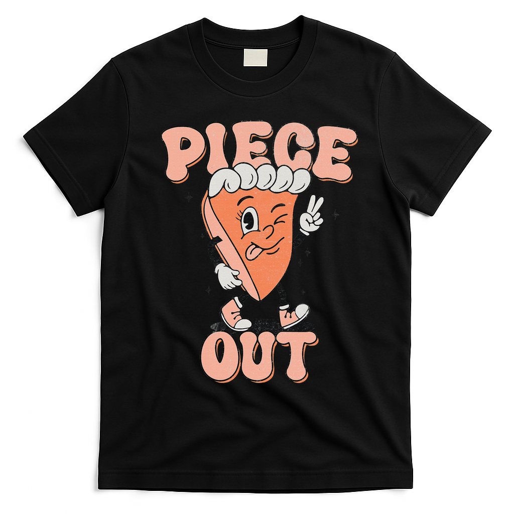 Piece Out Pumpkin Pie Retro Thanksgiving Fall Vibes Groovy T-Shirt - Black