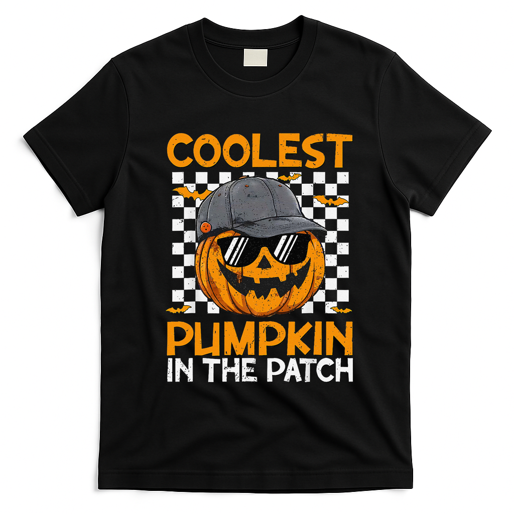 Retro Coolest Pumpkin In The Patch Outfit Halloween T-Shirt - Black