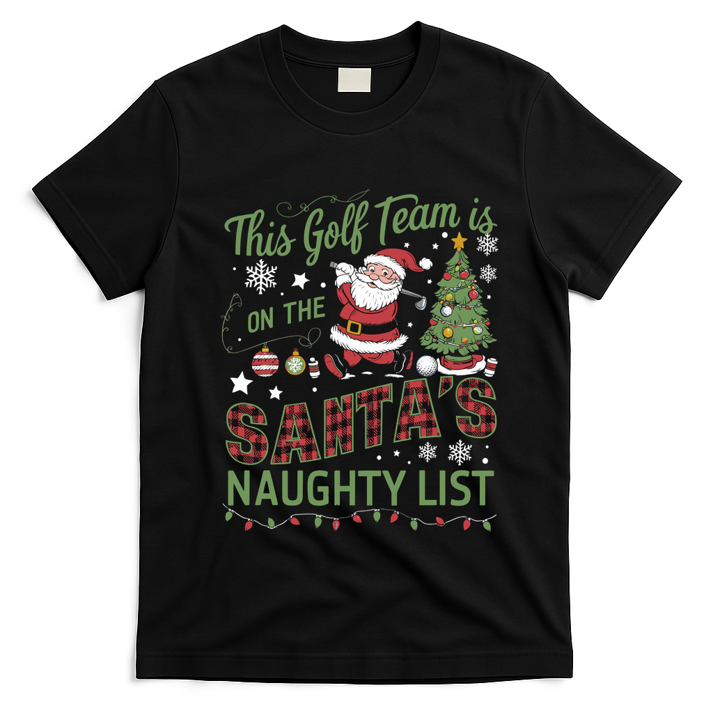 This Golf Team Is On The SantaS Naughty List T-Shirt - Black