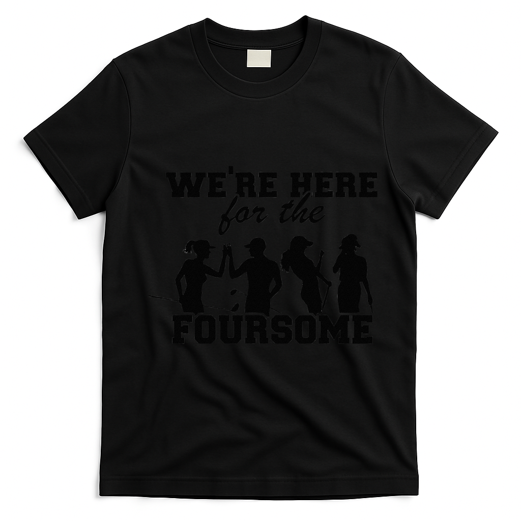 We're Here For The Foursome Funny Sarcasm Golf Lover Golfer T-Shirt - Black