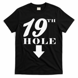 19th Hole With Arrow Funny Golfer Joke T-Shirt - Black