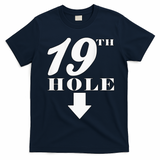 19th Hole With Arrow Funny Golfer Joke T-Shirt - Navy Blue