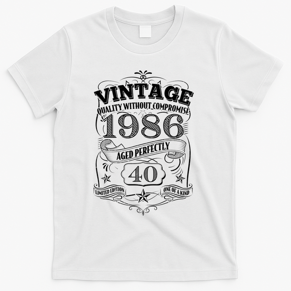 40th Birthday 1986 Vintage Quality Without Compromise  T-Shirt - White