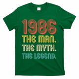 40th Birthday 1986 The Man Myth The Legend T-Shirt - Green