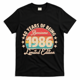 40th Birthday 40 Years Of Being Awesome 1986 Limited Edition T-Shirt - Black