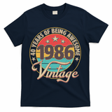 40th Birthday 40 Years Of Being Awesome 1986 Vintage  T-Shirt - Navy