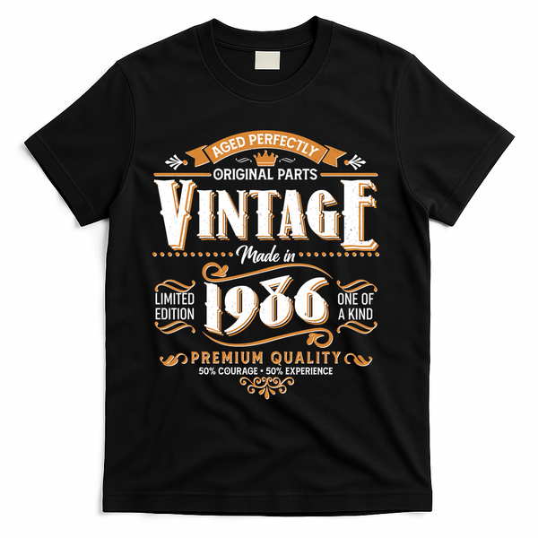 40th Birthday Age Perfectly Original Parts Vintage Made In 1986 Premium Quality T-Shirt - Black