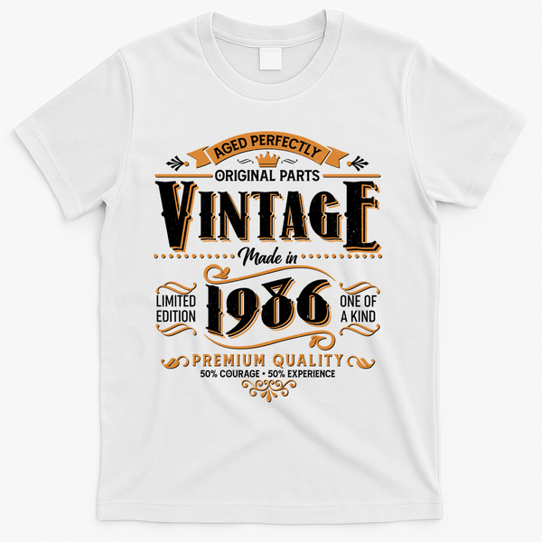 40th Birthday Age Perfectly Original Parts Vintage Made In 1986 Premium Quality T-Shirt - White