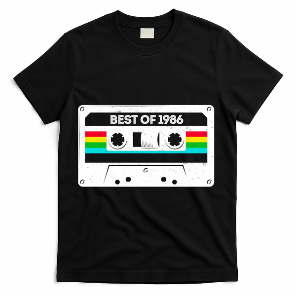 40th Birthday Best Of 1986 Cassette Mix Tape  T-Shirt - Black