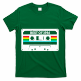 40th Birthday Best Of 1986 Cassette Mix Tape  T-Shirt - Green