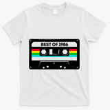 40th Birthday Best Of 1986 Cassette Mix Tape  T-Shirt - White