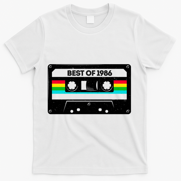 40th Birthday Best Of 1986 Cassette Mix Tape  T-Shirt - White
