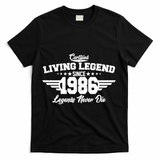40th Birthday Certified Living Legend Since 1986 Legends Never Die T-Shirt - Black